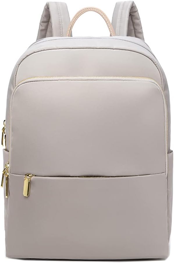 Laptop Backpack Nylon Waterproof Beige Women's – Travel, Office, Casual, School, Gift