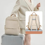 Laptop Backpack Nylon Waterproof Beige Women's – Travel, Office, Casual, School, Gift