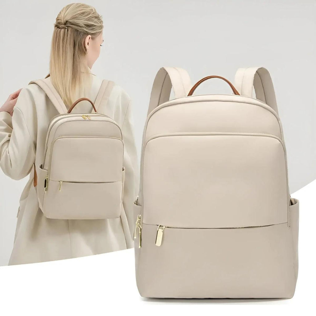 Laptop Backpack Nylon Waterproof Beige Women's – Travel, Office, Casual, School, Gift