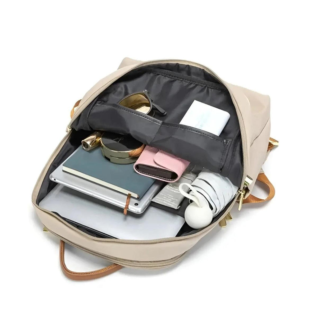 Laptop Backpack Nylon Waterproof Beige Women's – Travel, Office, Casual, School, Gift