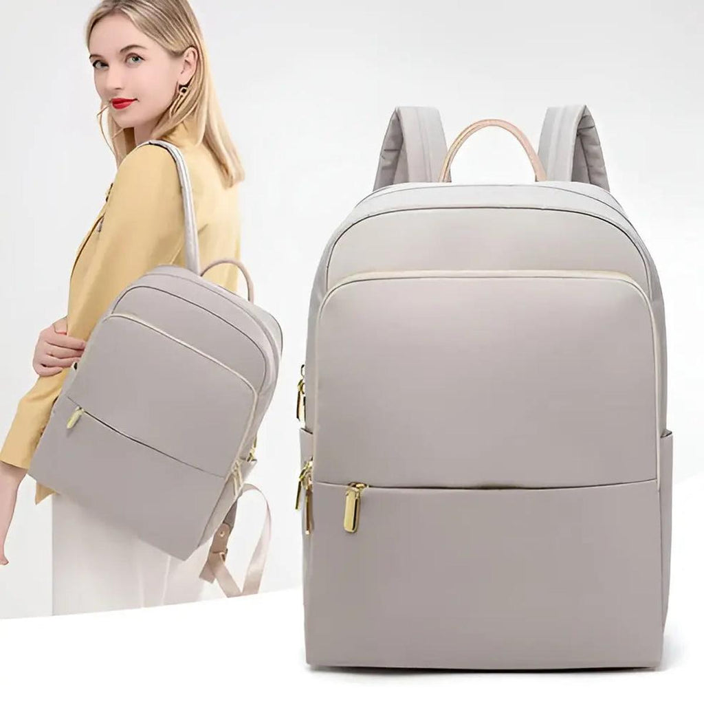 Laptop Backpack Nylon Waterproof Beige Women's – Travel, Office, Casual, School, Gift
