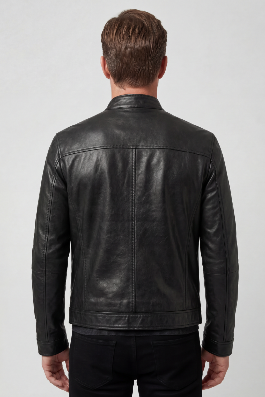 Leather Biker Jacket Black Men's Zip Pockets Slim Fit – Casual, Office, Holiday, Gift