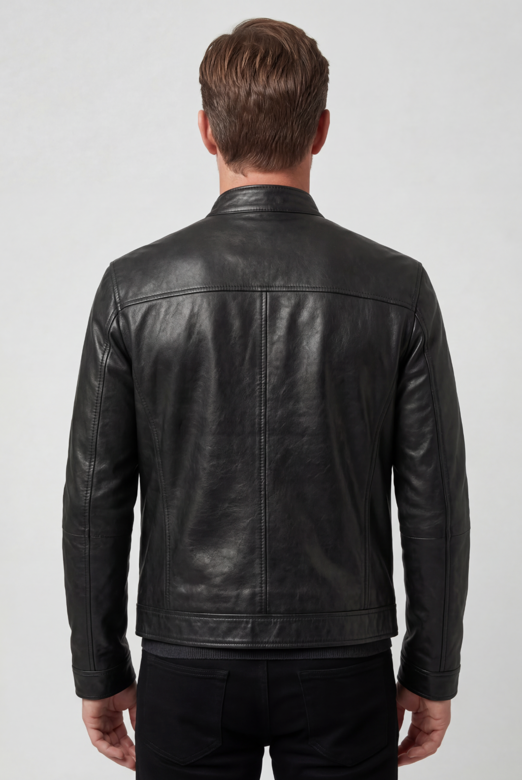 Leather Biker Jacket Black Men's Zip Pockets Slim Fit – Casual, Office, Holiday, Gift