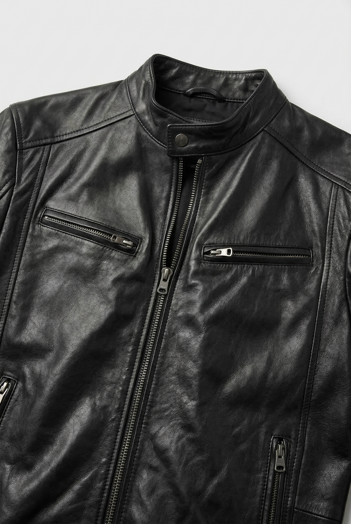 Leather Biker Jacket Black Men's Zip Pockets Slim Fit – Casual, Office, Holiday, Gift