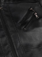 Leather Biker Jacket Men's Black Removable Hood Zip-Up – Casual, Motorcycle, Everyday Outerwear