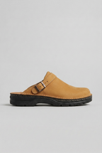 Leather Clog Mules Brown Buckle Strap Men's – Casual, Everyday Slip-On Shoes with Chunky Sole
