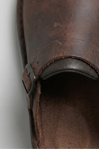 Leather Clog Mules Brown Buckle Strap Men's – Casual, Everyday Slip-On Shoes with Chunky Sole