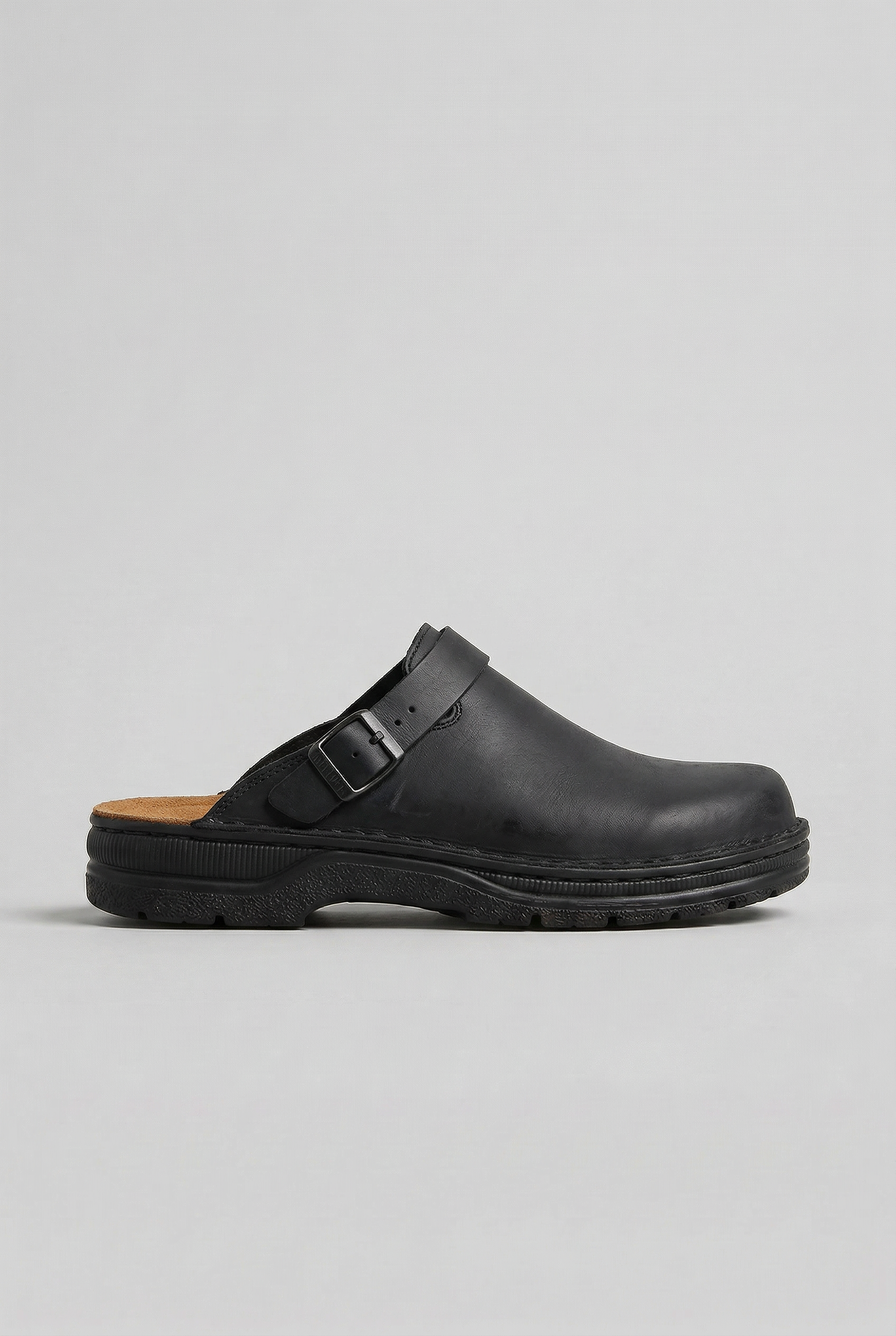 Leather Clog Mules Brown Buckle Strap Men's – Casual, Everyday Slip-On Shoes with Chunky Sole