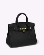 Leather Tote Handbag Grey Women's Gold Padlock Top Handle Bag – Work, Travel, Office, Gift