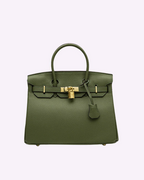 Leather Tote Handbag Grey Women's Gold Padlock Top Handle Bag – Work, Travel, Office, Gift