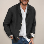 Linen Blazer Men's Beige Button-Up Lightweight Jacket – Casual, Office, Holiday, Summer Smart Wear