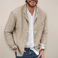 Linen Blazer Men's Beige Button-Up Lightweight Jacket – Casual, Office, Holiday, Summer Smart Wear