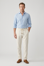 Linen-Look Trousers Beige Men's Drawstring Elasticated Waist – Casual, Holiday · Werune