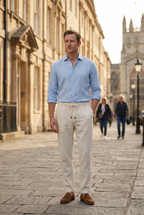 Linen-Look Trousers Beige Men's Drawstring Elasticated Waist – Casual, Holiday · Werune