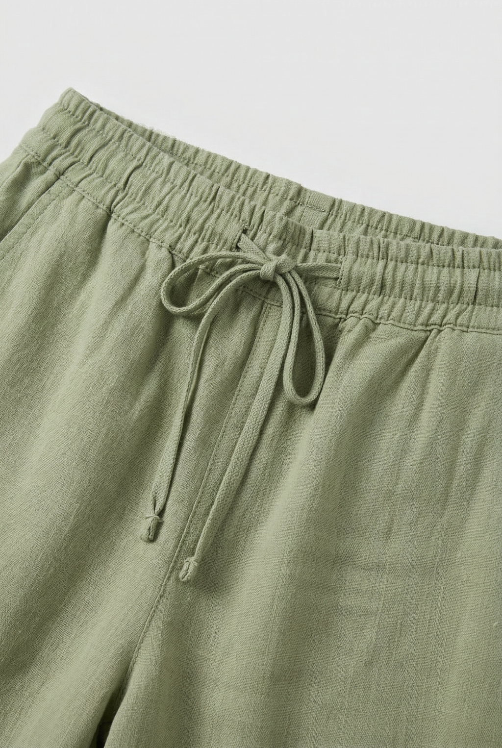 Linen Look Trousers Sage Green Women's Drawstring Waist – Casual, Office, Holiday, Everyday Wear