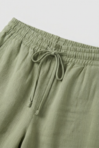 Linen Look Trousers Sage Green Women's Drawstring Waist – Casual, Office, Holiday, Everyday Wear