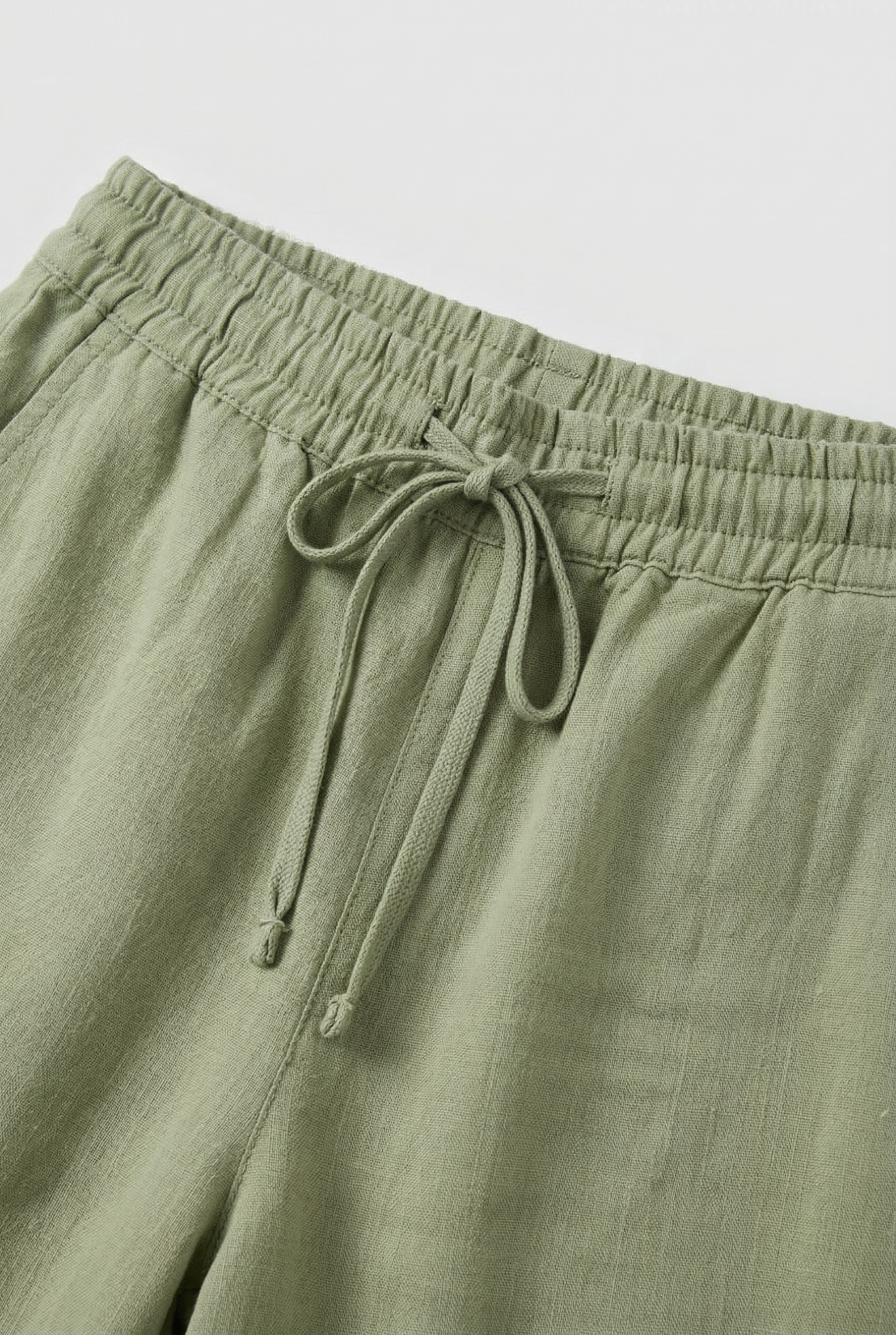 Linen Look Trousers Sage Green Women's Drawstring Waist – Casual, Office, Holiday, Everyday Wear