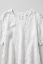 Linen Midi Dress White Layered Hem Women's Short Sleeve – Casual, Holiday · Werune