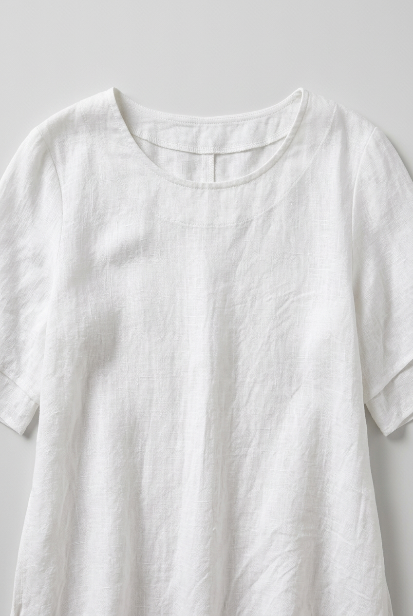 Linen Midi Dress White Layered Hem Women's Short Sleeve – Casual, Holiday · Werune