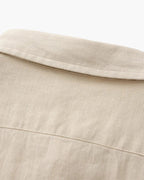 Linen Shirt Long Sleeve Beige Men's Button-Down – Casual, Office, Holiday, Gift · Werune