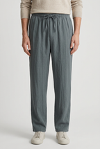 Linen Trousers Beige Men's Drawstring Elastic Waist Relaxed Fit – Casual, Summer Holiday
