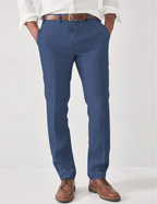 Linen Trousers Beige Men's Regular Fit Breathable – Casual, Office, Holiday, Gift