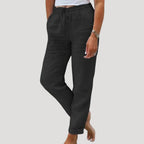 Linen Trousers Sage Green Women's Drawstring Tapered – Casual, Holiday · Werune
