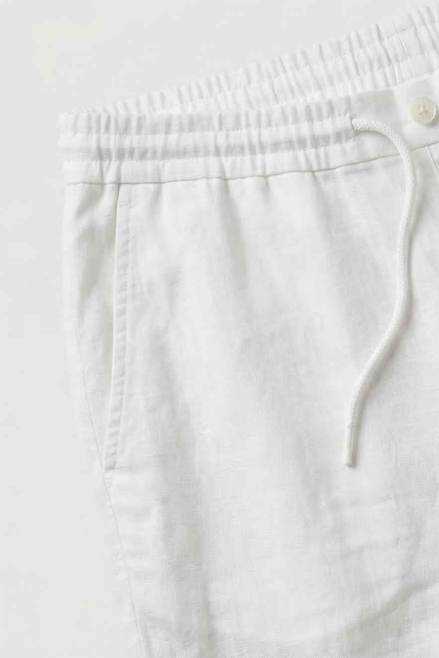 Linen Trousers White Men's Drawstring Waist – Casual, Holiday, Summer, Office, Gift