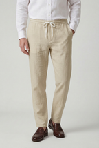 Linen Trousers White Men's Drawstring Waist – Casual, Holiday, Summer, Office, Gift