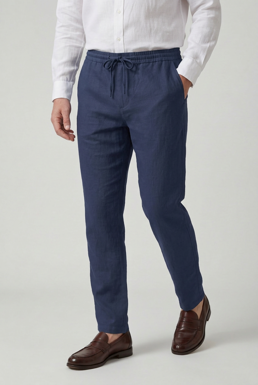 Linen Trousers White Men's Drawstring Waist – Casual, Holiday, Summer, Office, Gift