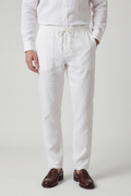 Linen Trousers White Men's Drawstring Waist – Casual, Holiday, Summer, Office, Gift