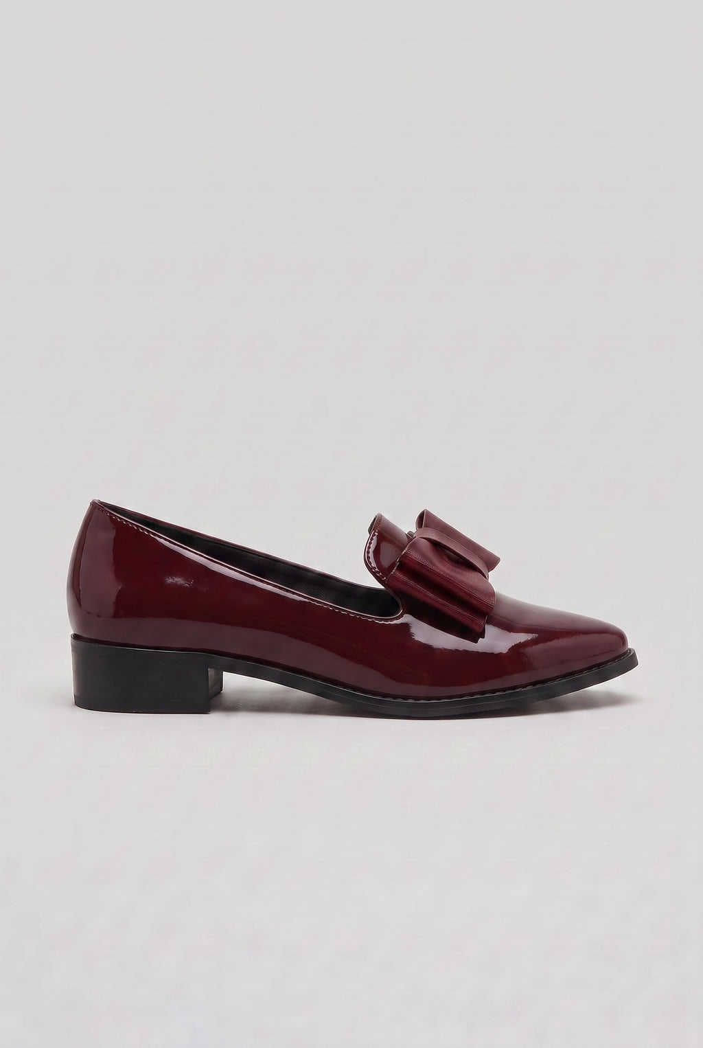 Loafers Black Patent Bow Detail Women's Low Block Heel – Office, Casual Wear, Gift