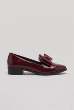 Loafers Black Patent Bow Detail Women's Low Block Heel – Office, Casual Wear, Gift