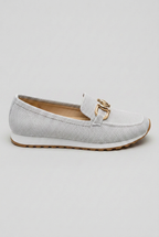 Loafers Blue Mesh Women's Slip-On Round Toe Gold Buckle Sneaker Sole – Casual, Office, Everyday