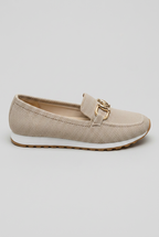 Loafers Blue Mesh Women's Slip-On Round Toe Gold Buckle Sneaker Sole – Casual, Office, Everyday
