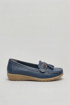 Loafers Leather Blue Women's Tassel Slip-On Cushioned Insole – Casual, Office · Werune