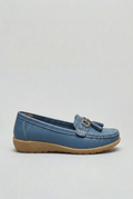 Loafers Leather Blue Women's Tassel Slip-On Cushioned Insole – Casual, Office · Werune