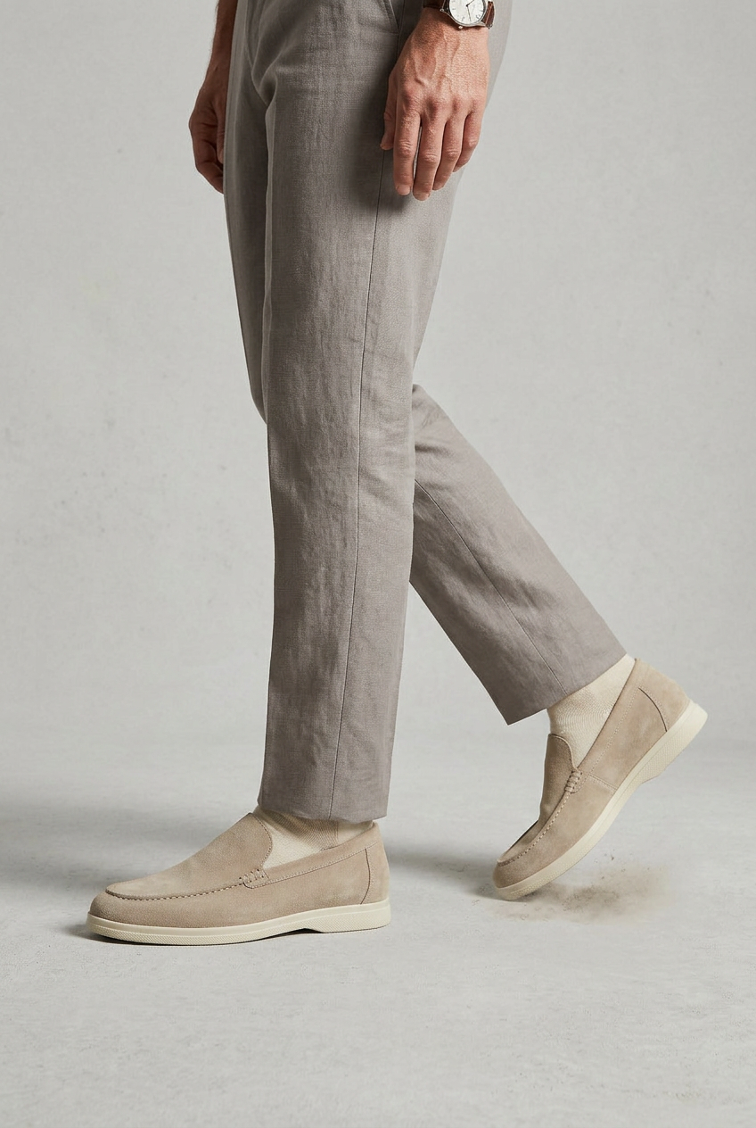 Loafers Suede Beige Men's Slip-On Round Toe – Casual, Office, Holiday, Gift Everyday Comfort Shoes
