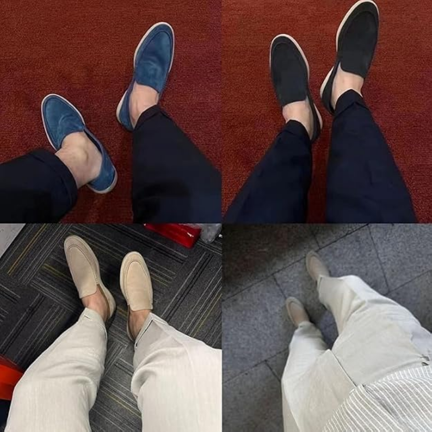Loafers Suede Leather Slip-On Men's Blue – Casual, Office, Holiday, Gift · Werune