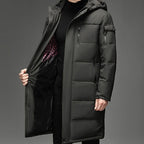 Long Hooded Puffer Coat Men's Winter Padded Parka Dark Grey – Casual, Office · Werune