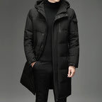 Long Hooded Puffer Coat Men's Winter Padded Parka Dark Grey – Casual, Office · Werune