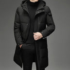 Long Hooded Puffer Coat Men's Winter Padded Parka Dark Grey – Casual, Office · Werune