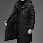 Long Hooded Puffer Coat Men's Winter Padded Parka Dark Grey – Casual, Office · Werune