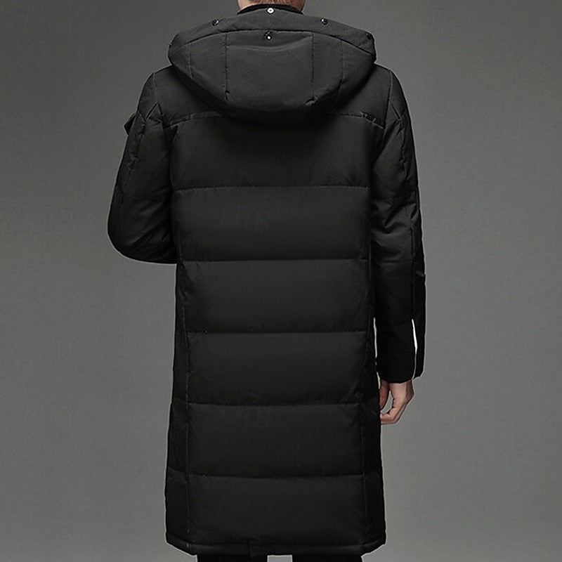 Long Hooded Puffer Coat Men's Winter Padded Parka Dark Grey – Casual, Office · Werune