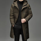 Long Hooded Puffer Coat Men's Winter Padded Parka Dark Grey – Casual, Office · Werune