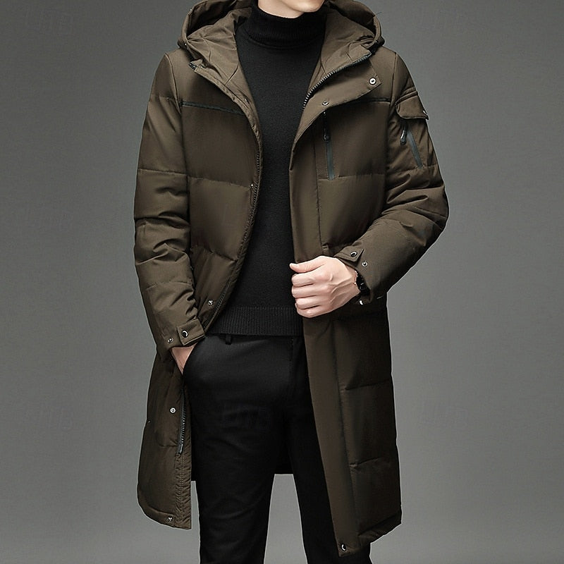 Long Hooded Puffer Coat Men's Winter Padded Parka Dark Grey – Casual, Office · Werune
