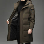 Long Hooded Puffer Coat Men's Winter Padded Parka Dark Grey – Casual, Office · Werune