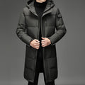 Long Hooded Puffer Coat Men's Winter Padded Parka Dark Grey – Casual, Office · Werune