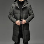 Long Hooded Puffer Coat Men's Winter Padded Parka Dark Grey – Casual, Office · Werune