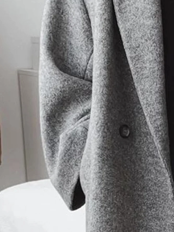 Long Overcoat Women's Grey Lapel Coat Double-Breasted – Casual, Office · Werune